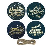 FAZHBARY 120 PCS Black Round Christmas Gift Tags Hanging Holiday Gift Tags with String for DIY Crafts Gift Wrapping Decoration