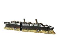 fazhongfa Aquarium Titanic Shipwreck Decorations Resin Wreck Ship Fish Tank Decor Betta toy theme decoration ornaments (separate)