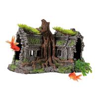 fazhongfa Fish Tank Decorations Betta Temple Ruins Hide Cave Decor Aquarium Ornament Small and Medium Fish Accessories Resin Ornament for Spider Leopard Gecko Reptile Cave