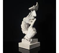 fazhongfa Ponder Statue-Silence is Gold Abstract Art Statue Modern Home Ornament Creative Resin Sculpture Ornament Study Office Shelf Table Decoration (Sandstone)