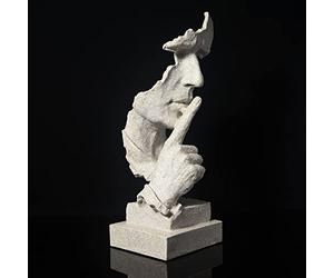 fazhongfa Ponder Statue-Silence is Gold Abstract Art Statue Modern Home Ornament Creative Resin Sculpture Ornament Study Office Shelf Table Decoration (Sandstone)