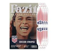 Fazit US Soccer Stripes - Red, Blue & Silver Glitter Makeup Patches - Waterproof & Sweat-Proof Face Stickers - Long-Lasting Game Day Glam, USA Spirit - Easy Peel & Apply Face Decals for Fans (6 Pack)