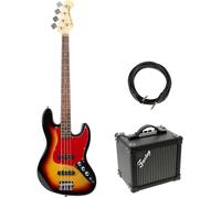 Fazley FJB218 Sunburst Electric Bass Guitar + Amplifier and Cable