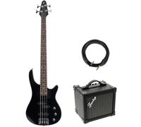 Fazley FMB118 Black Electric Bass Guitar + Amplifier and Cable