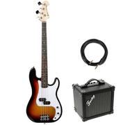 Fazley FPB118 Sunburst Electric Bass Guitar + Amplifier and Cable
