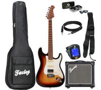Fazley Sunset Series Dawn HSS 3-Color Sunburst electric guitar starter kit