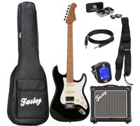 Fazley Sunset Series Dawn HSS Black electric guitar starter kit