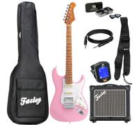 Fazley Sunset Series Dawn HSS Shell Pink electric guitar starter kit