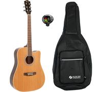 Fazley W40-NT Acoustic Steel-String Guitar (Natural) + Gig Bag + Tuner