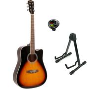 Fazley W40-SB Acoustic Steel-String Guitar (Sunburst) + Stand + Tuner