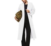 Fazortev Womens Long Sleeve Maxi Cardigan Open Front Oversized Knitted Sweater Coat Casual Lapel Warm Overcoat with Pockets, White, XXL