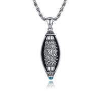 FAZOVIN Tibetan Buddhist Mantra Om Mani Padme Hum/Pixiu Necklace for Men Women with Prayer Wheel Patron Saint Amulet Necklace, Copper and Stainless Steel, No Gemstone