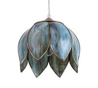 FAZRPIP Blue Lotus Pendant Light Fixture With Glass Lantern Mid Century Bronze Glass Chandelier 1-light Fixture Single Head Hanging Lamp For For Bathroom Kitchen Island Restaurant
