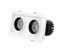 FAZRPIP Double Head Double Head Square Recessed LED Downlights Adjustable Angle Flat Spotlight Cutout: 155 * 75mm Baffle Trim LED Grille Lights Embedded Bold Light 3000K-6000K Selectable