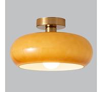 FAZRPIP Industrial Semi Flush Mount Ceiling Light 1-Light Orange Glass Pendant Lamp Shade, Farmhouse Lighting For Porch Hallway Kitchen Bedroom, Vintage Hanging Light Fixtures