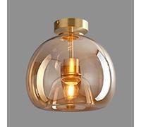FAZRPIP Mid Century Globe Semi Flush Mount Ceiling Light Fixture, Amber Glass Pendant Lights For Aisle Porch Stairway Closet Kitchen Laundry Room Mini Chandelier