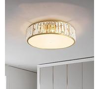 FAZRPIP Modern Brass Semi Flush Mount Ceiling Light Fixture Gold Farmhouse Overhead Light Fixture Circular Crystal Ceiling Light For Hallway Entryway Bedroom Bathroom Porch