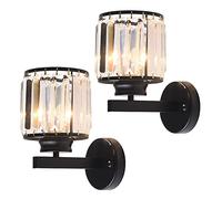FAZRPIP Modern Crystal Wall Light Set Of 1 Or 2,Black/gold Finish Crystal Wall Sconces Light Mid-Century Vanity Light Indoor Elegant Crystal Wall Lighting Fixtures For Bedroom Living Room Hallway Entr