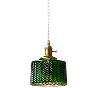 FAZRPIP Nordic Green Glass Pendant Lights Fixtures With Copper Switch For Bedroom Living Room Vintage Hanging Lamp Lighting Mid Century Ceiling Hanging Lighting 1-light
