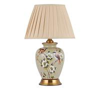 FAZRPIP Table Lamps Bedroom Bedside Lamp Flower-and-bird Painting Glazed Ceramic Table Lamp Jingdezhen Porcelain Large Oriental Ceramic Table Lamp Traditional Chinoaserie Style Lamps