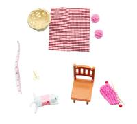 Fazvncv 1/12 Scale Dollhouses Knitted Sweater Scene With Naughty Kitten And Random Color Miniature Craft Accessory