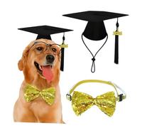 Fazvncv Dog Graduation Cap and Bow Tie Set with Tassels for Pet Celebrations Safe Design Graduation Accessory