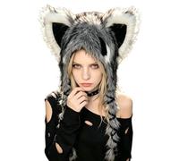 Fazvncv Hat with Round and Ear Covering | Animal Theme, Long Braid Headwear with Ribbon Bows, Plush Hat for Music Festival Outfit Styling