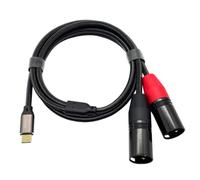 Fazvncv Live Sound Type C to 2 XLR Male Cable, 1.8m | Braided Splitter with Copper Conductor, Built-in Chip, AV Setup