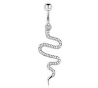 Fazvncv Zircon Belly Button Rings Sparkling Snake Shaped Navel Body Piercing Jewelry Women Dangle Navel Piercing Snake Belly Button