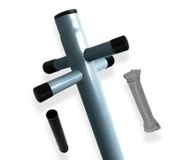 FB FunkyBuys 2.4m Large Heavy Duty Galvanised Washing Line Pole Post with 60m Rope & Ground Socket - Outdoor Clothes Line Drying Rack Garden Pole for Laundry (Dark Grey, 1)