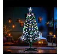 FB FunkyBuys Fibre Optic Green Artificial Christmas Multicolor LEDs Green Xmas Tree with Stand Base Festival Seasonal Holiday Home Decorations, PVC Material (3 FT)