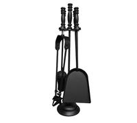 FB FunkyBuys Fireplace Tool Sets - Fireside Companion Set 5 Piece Iron Fireplace Companion Brush, Poker, Shovel, Tong, Waterloo Bucket, Coal Wood Burner Accessories Kit (Milan Fireplace Set)