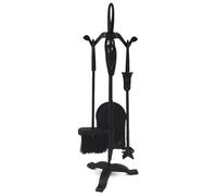 FB FunkyBuys Fireside Companion Set 5 Piece Fireplace Tool Sets Iron Companion Wood Burner - Fire Poker Set Log Burner Accessories - Fire Companion Sets for Log Burners with Stand