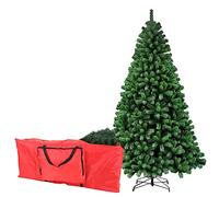 FB FunkyBuys Green Artificial Christmas Xmas Tree Premium Pine Metal Stand Tips Spruce Colorado With Tree Bag (Green, 7FT (210cm/2.1m) - 1000 Tips))