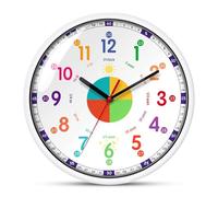 FB FunkyBuys Kids Wall Clock - 10 Inches Clock for Learning Time | Round Analogue Silent Non-Ticking Kids Clocks for Bedrooms, Classrooms - Colorful Decorative Educational Time Teaching Clock