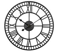 FB FunkyBuys Large Vintage Metal Wall Clock with Roman Numerals, Silent Non-Ticking Skeleton Battery Operated Clock for Living Room, Dining Room, Kitchen and Outdoor (Black-double Edge, 40 CM (16"))