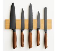 FB Funkybuys Magnetic Knife Holder for Wall - Space Saving Bamboo Knife Rack - Multipurpose Magnetic Strip with Strong Grip for Kitchen Utensils, Tools, and Garages (40cm)