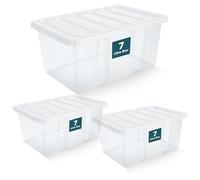 FB FunkyBuys Plastic Storage Boxes With Lids - Strong, Durable, Multipurpose, Spacious & Clear Storage Boxes For Home and Offices (Pack 3, 7 Litre)
