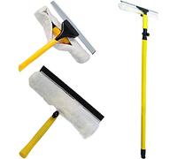 FB FunkyBuys Telescopic Window Cleaner - Removable Squeegee and Cleaning Head Windows Glass Supplies Extendable Conservatory Window Cleaner