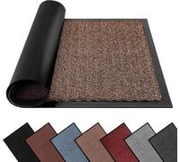 FB FunkyBuys Washable Dirt Trapper Door Mats Indoor & Outdoor, Heavy Duty Non Slip Doormats, Rubber Backed Floor Mat, Super Absorbent Front Door Mat, Entrance Rug (Brown-waved, 90cm x 120cm)
