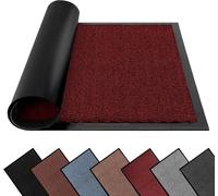 FB FunkyBuys Washable Dirt Trapper Door Mats Indoor & Outdoor, Heavy Duty Non Slip Doormats, Rubber Backed Floor Mat, Super Absorbent Front Door Mat, Entrance Rug (Red-waved, 90cm x 120cm)