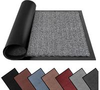 FB FunkyBuys Washable Dirt Trapper Door Mats Indoor & Outdoor, Heavy Duty Non Slip Doormats, Rubber Backed Floor Mat, Super Absorbent Front Door Mat, Entrance Rug (Grey-waved, 90cm x 120cm)