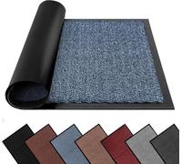 FB FunkyBuys Washable Dirt Trapper Door Mats Indoor & Outdoor, Heavy Duty Non Slip Doormats, Rubber Backed Floor Mat, Super Absorbent Front Door Mat, Entrance Rug (Blue-waved, 90cm x 120cm)