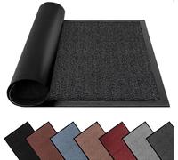 FB FunkyBuys Washable Dirt Trapper Door Mats Indoor & Outdoor, Heavy Duty Non Slip Doormats, Rubber Backed Floor Mat, Super Absorbent Front Door Mat, Entrance Rug (Anthra-waved, 90cm x 120cm)