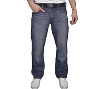 FB JEANS Mens Designer Regular Fit Boot Cut Jeans (34W x 34L, Darkwash)