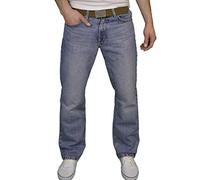 FB JEANS Mens Designer Regular Fit Boot Cut Jeans (34W x 34L, Lightwash)