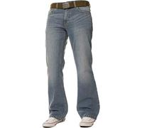 FB Mens Relaxed Fit Bootcut Zip Up Fashion Jean 15/20 - Light Blue Faded Denim