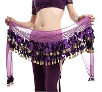 FBANULPEX Chiffon Alloy Coin Belly Dance Hip Scarf