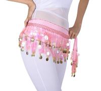 FBANULPEX Chiffon Alloy Coin Belly Dance Hip Scarf | Multicolor Belly Dance Performance: Hip Scarf(P)
