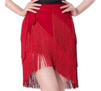 FBANULPEX Chiffon and Metal Belly Dance Skirt | Multicolor Belly Dance and Fitness: for Stage and Studio(Red)